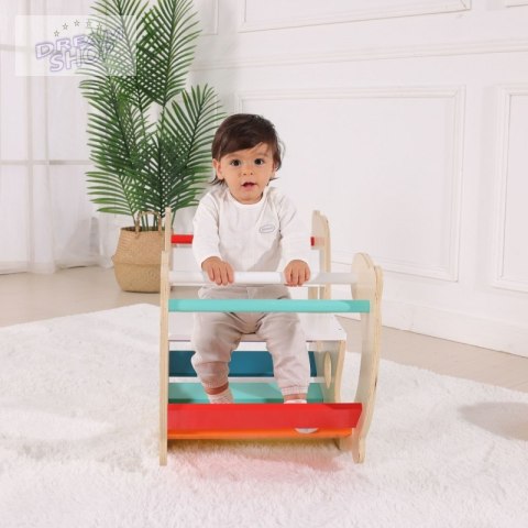 WOOPIE GREEN Drewniany Tęczowy Bujak i Mostek 2w1 Montessori FSC