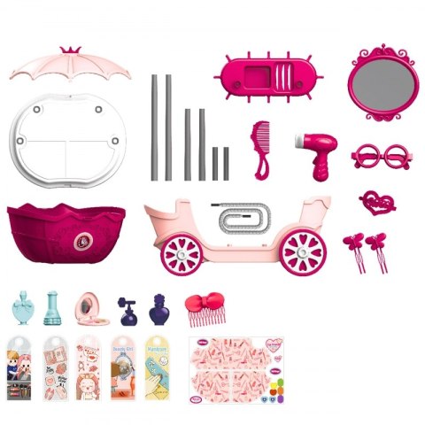 WOOPIE Salon Piękności Urody Toaletka na Kółkach Wózek Wlizka 31 akc. 4w1