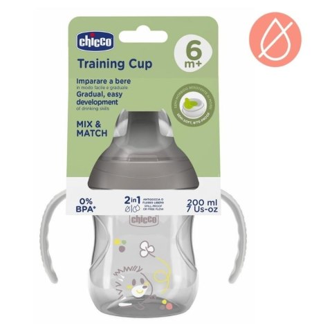 Kubek z twardym ustnikiem 200ml szary 6m+