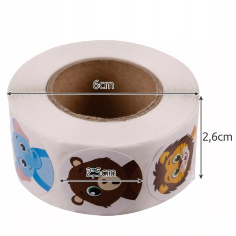 Naklejki dla Dzieci 500 szt. - 8 Wzorów Rolka 2,5 cm