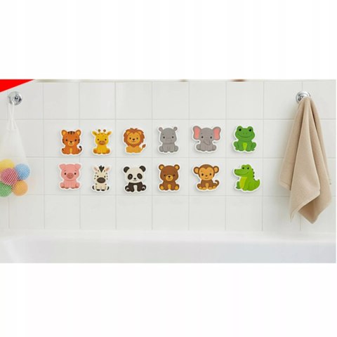 Piankowe zwierzątka do wanny zabawka edukacyjna 12 el. z organizatorem