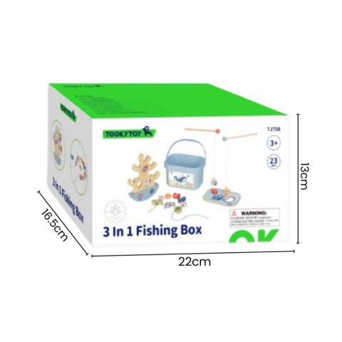 TOOKY TOY Drewniany Zestaw Morskich Zabawek Wieża Balansująca Łowienie Ryb Figurki 23 Elementy
