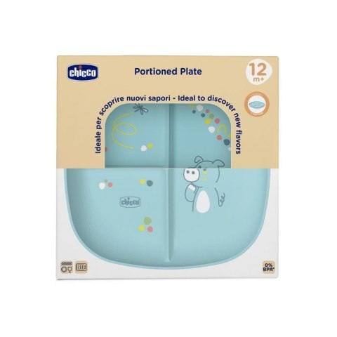 Talerz 3-dzielny niebieski 12m+