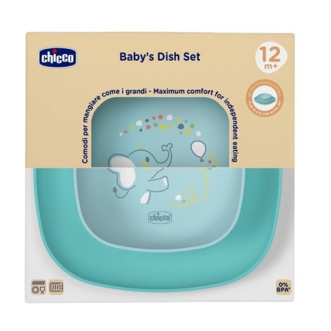 Zestaw 2 talerzy turkusowy 12m+