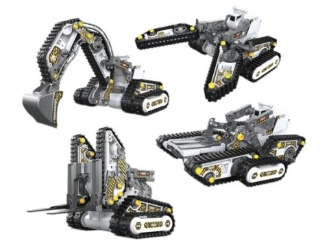 Klocki 176 El. Zestaw do składania MASZYNY BUDOWALNE 4w1 RC Koparka Czołg Wózek Widłowy Zdalnie Sterowane