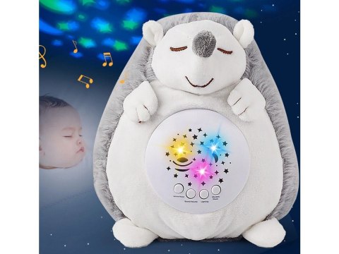 Pluszowy Jeż Jeżyk PROJEKTOR Maskotka Emituje Biały Szum Usypiacz Pomaga Zasnąć Zabawka Dla Dzieci