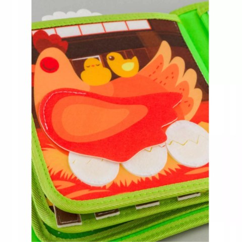 Sensoryczna książeczka dla dzieci farma zwierzątka na rzepy Montessori