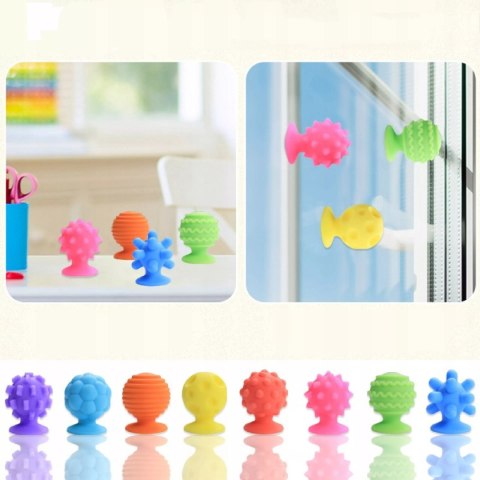 Zestaw 8 sensorycznych piłek na przyssawkach antystesowe