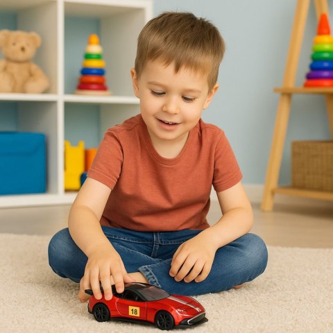 Samochód Wyścigowy Sportowy Metalowy Napęd Otwierane Drzwi Czerwony 1:32