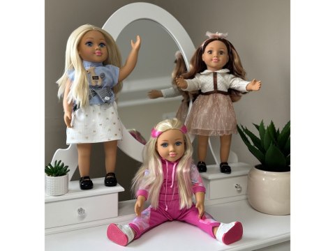 Stylowa Lalka 48 cm z długimi brązowymi włosami - urocza stylizacja ZA5842