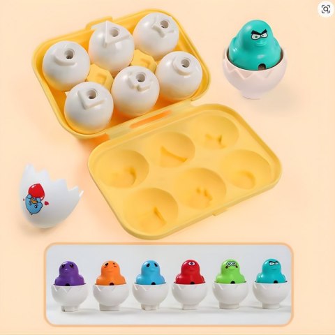 WOOPIE Układanka Sorter Montessori Dopasuj Kształty Wesołe Kurczaczki Jajka 6szt