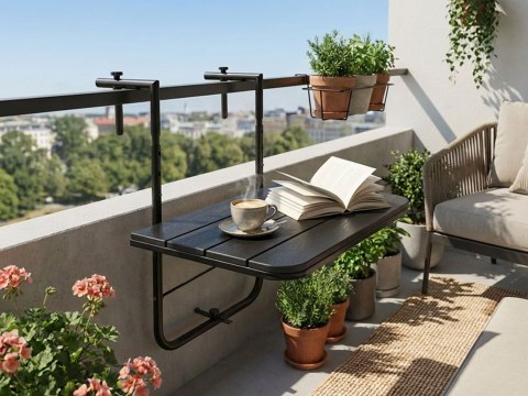 Stolik balkonowy składany ARETTO czarny