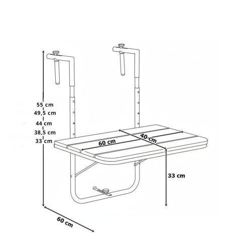 Stolik balkonowy składany ARETTO czarny
