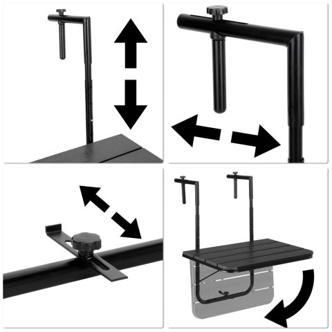 Stolik balkonowy składany ARETTO czarny