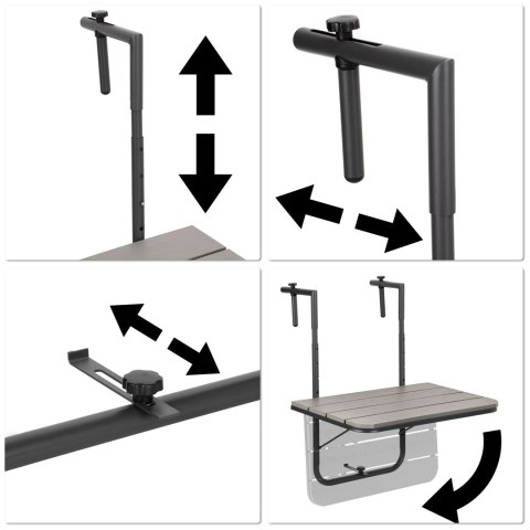 Stolik balkonowy składany ARETTO szary