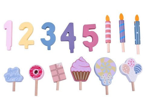 Cukierkowy Drewniany Tort Urodzinowy do Krojenia Świeczki dekoracja ZA5936