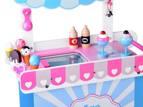 Duża pastelowa budka z lodami LODZIARNIA z drewna + 8 różnych lodów ZA5945