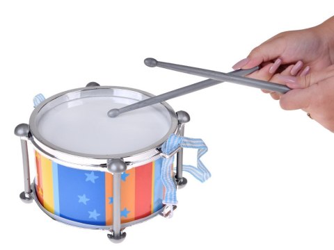 Kolorowy bębenek dla dobosza 2 pałeczki + pasek śr 18 cm IN0181