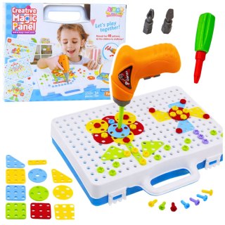 Zestaw Puzzle Klocki Edukacyjne z Wkrętarką Dla Dzieci Walizka 151 el.