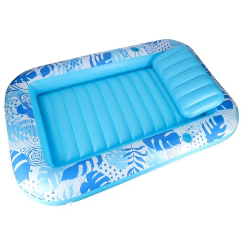 Materac dmuchany do pływania, leżak do opalania z poduszką niebieski