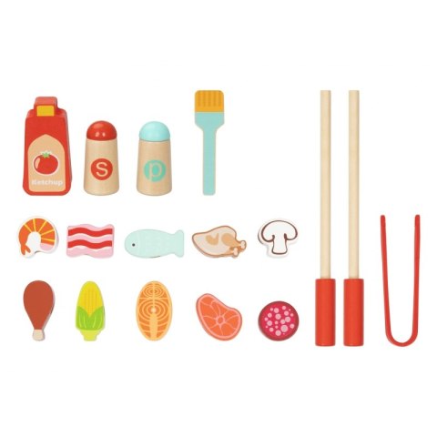 TOOKY TOY Drewniany Zestaw do Grillowania Tablica Edukacyjna