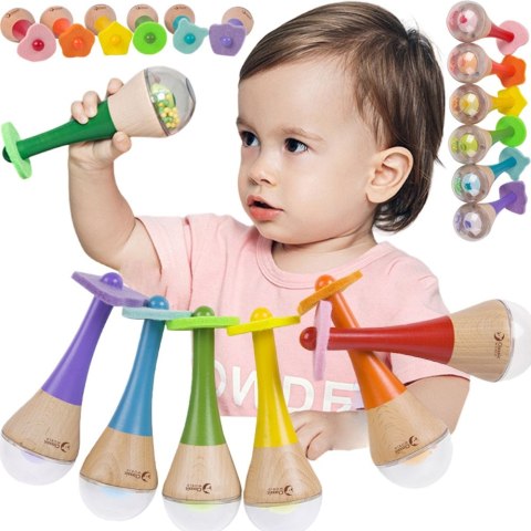 Drewniany Instrument Tęczowy Marakas Classic World