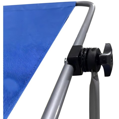 LEŻAK SKŁADANY PLAŻOWY Z DASZKIEM NA KÓŁKACH 116x62x60-90CM NIEBIESKI