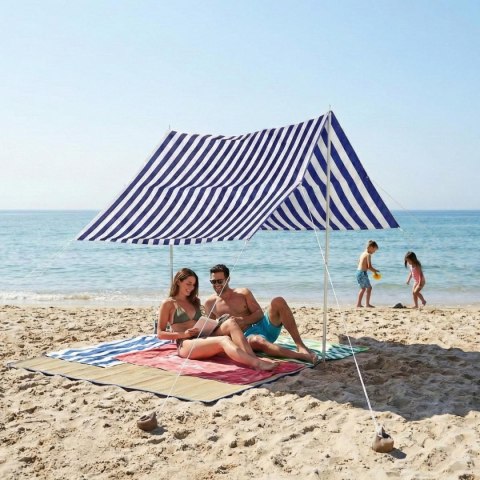 NAMIOT ZADASZENIE ŻAGIEL PRZECIWSŁONECZNY Z SŁUPKAMI 3X1,7M NIEBIESKI