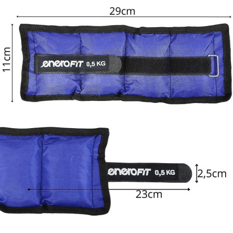 OBCIĄŻENIE NA PRZEGUBY NIEBIESKIE 1KG (2x0,5KG) ENERO FIT