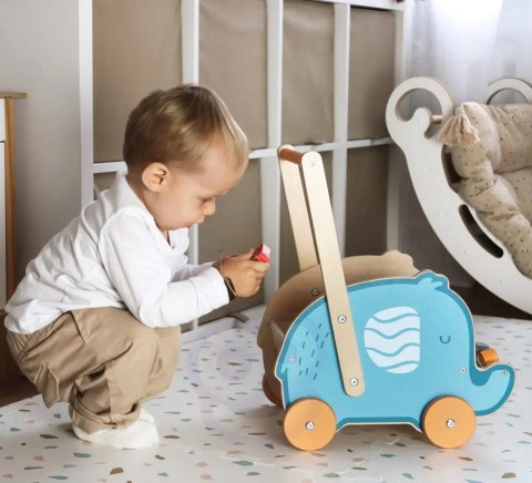 Viga PolarB Drewniany Wózek 2w1 Chodzik Pchacz Słonik