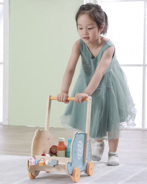 Viga PolarB Drewniany Wózek 2w1 Chodzik Pchacz Słonik