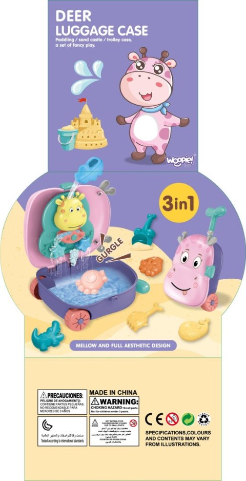 WOOPIE Zestaw do Piasku 3w1 Walizka Jelonek+ Zabawka Wodna