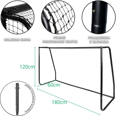 BRAMKA DO PIŁKI NOŻNEJ Z SIATKĄ 180x120x60CM ENERO PRO