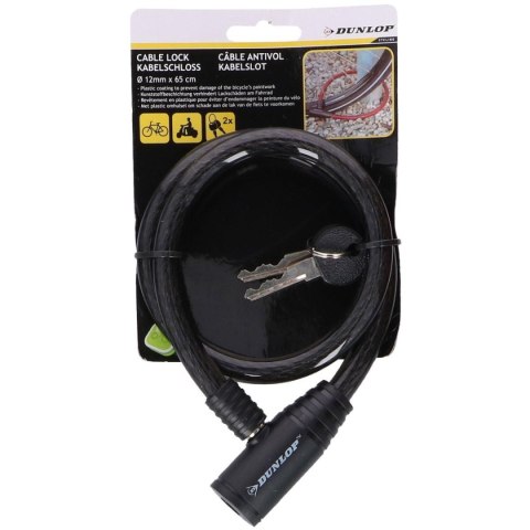 ZAPIĘCIE ROWEROWE SPIRALNE NA KLUCZ 1.2x65CM CZARNE DUNLOP