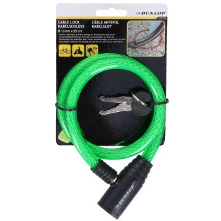 ZAPIĘCIE ROWEROWE SPIRALNE NA KLUCZ 1.2x65CM ZIELONE DUNLOP