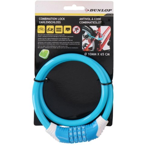 ZAPIĘCIE ROWEROWE SPIRALNE NA SZYFR 10MMx65CM NIEBIESKIE DUNLOP