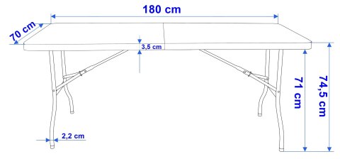 Stół cateringowy BALI BLACK składany w walizkę 180 cm