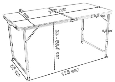 Zestaw turystyczny TRAMP BLACK WOOD czarny 120x60 cm