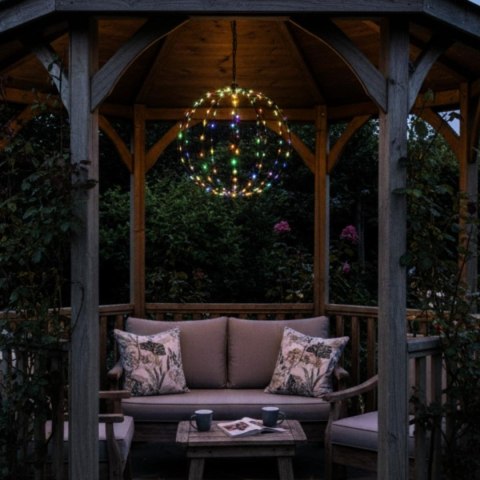 LAMPA SOLARNA WISZĄCA KULA 30CM 120 LED MULTIKOLOR