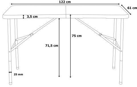 Stół cateringowy JUNE składany w walizkę 120 cm biały