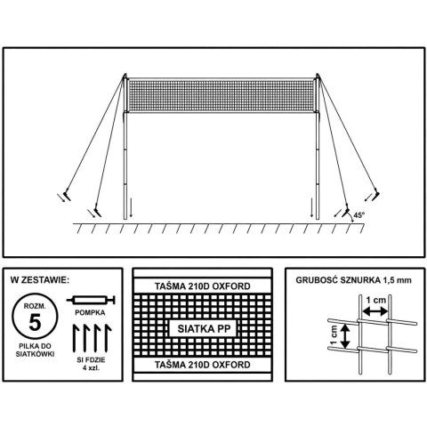 ZESTAW DO SIATKÓWKI DELUXE 570x55x230CM 5W1 ENERO