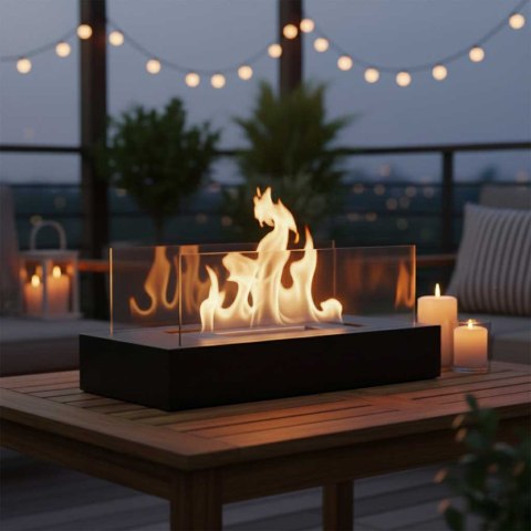 Biokominek wolnostojący stołowy bezdymny na biopaliwo prostokątny