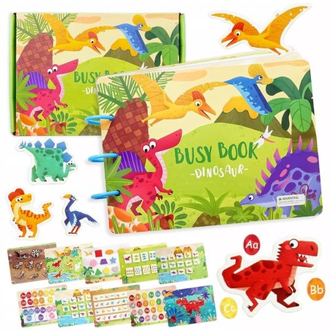 Książeczka Edukacyjna Dinozaury Puzzle Na Rzep Alfabet Kształty Montessori