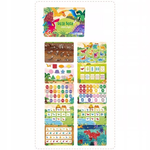 Książeczka Edukacyjna Dinozaury Puzzle Na Rzep Alfabet Kształty Montessori