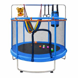 Trampolina dla dzieci ogrodowa siatka piłki koszykówka 150cm niebieska