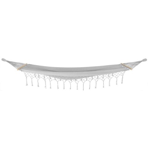 HAMAK OGRODOWY 2 OSOBOWY 200X150CM Z DRĄŻKIEM I Z FRĘDZLAMI MIAMI SZARY