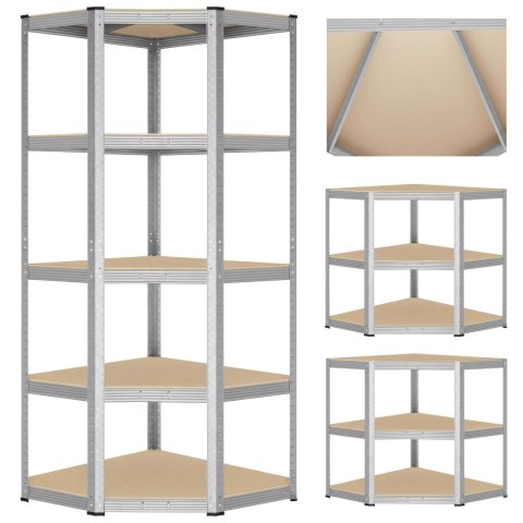 Regał magazynowy narożny 5 poziomów 180X70x40 nośność 875 kg