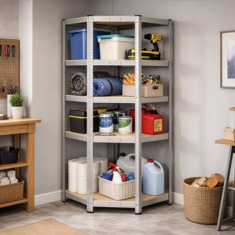 Regał magazynowy narożny 5 poziomów 180X70x40 nośność 875 kg