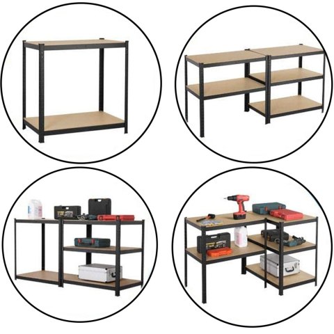 Regał magazynowy 5 poziomów czarny 150x75x30 nośność 625 kg
