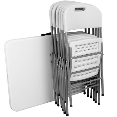 Zestaw cateringowy FETA WHITE stół 180 cm + 6 krzeseł WHITE
